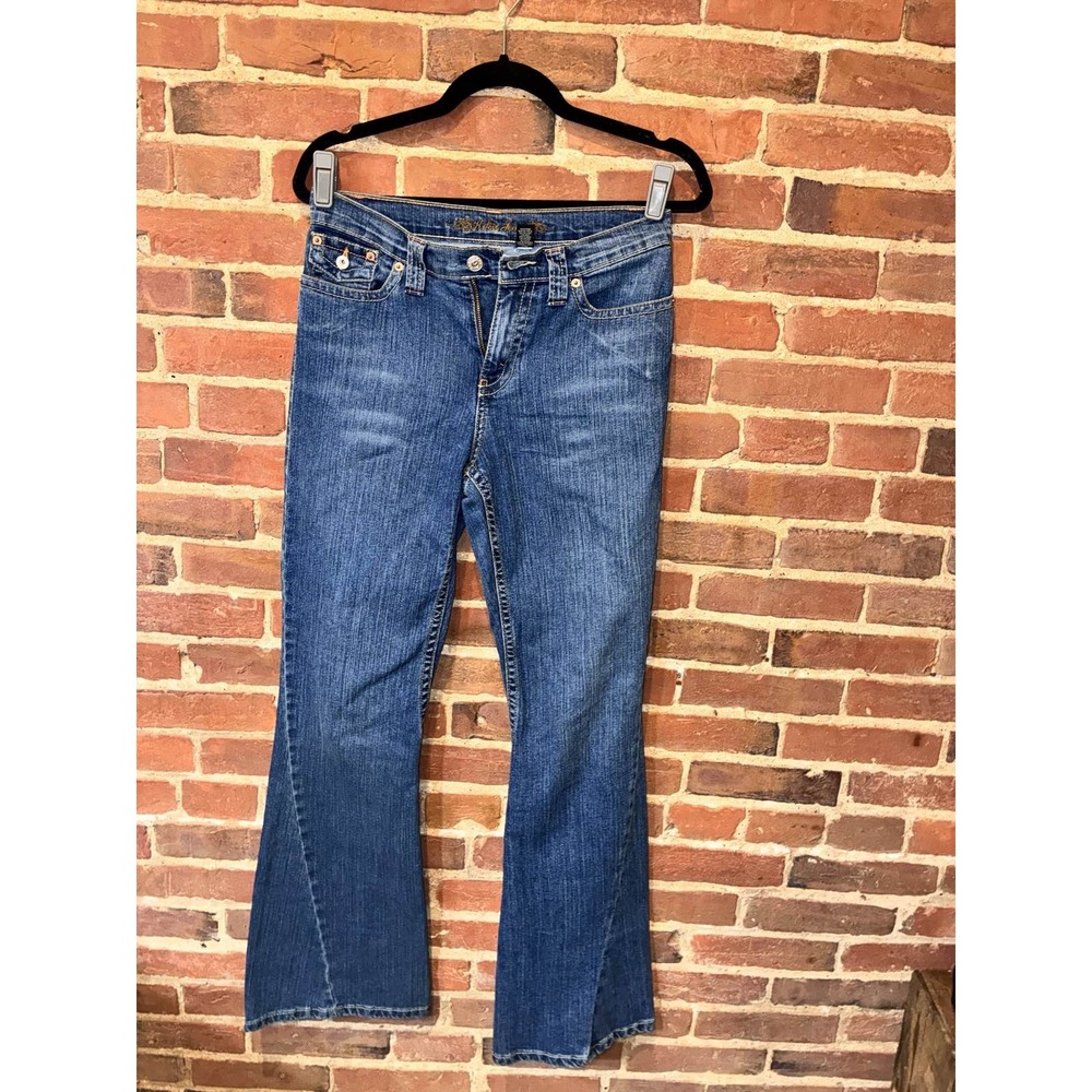 Guess Jeans Women's Size 29 Blue Flare Denim Low‎ Rise Y2K Stitched Girly